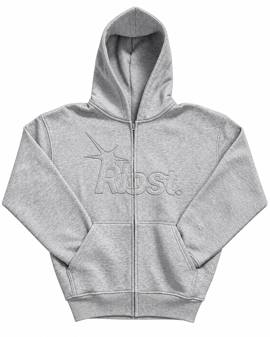 "OUTGROW" ZIP HOODIE - GRIS