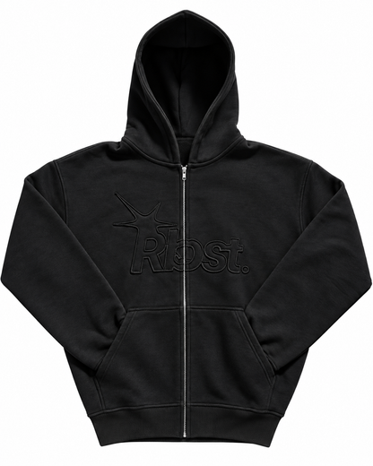 OUTGROW" ZIP HOODIE - NOIR