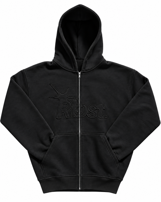 OUTGROW" ZIP HOODIE - NOIR