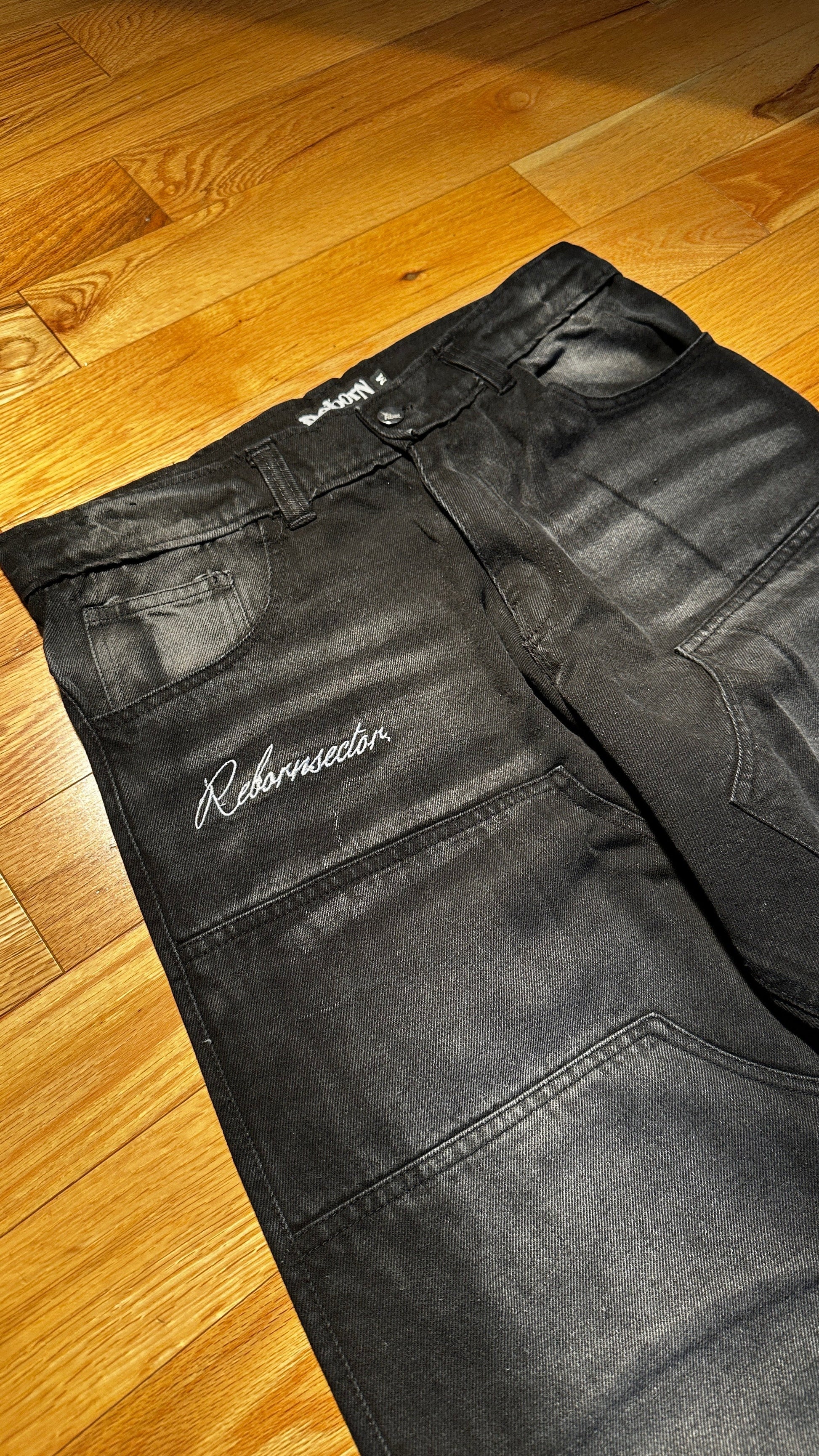 BLACK DENIM PANTS Rebornsector