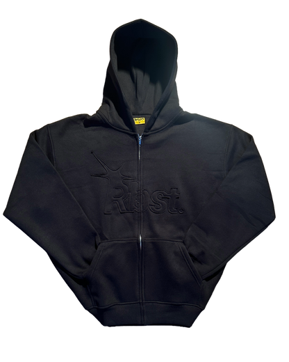BLACK ZIP UP HOODIE Rebornsector
