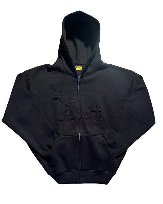 BLACK ZIP UP HOODIE Rebornsector