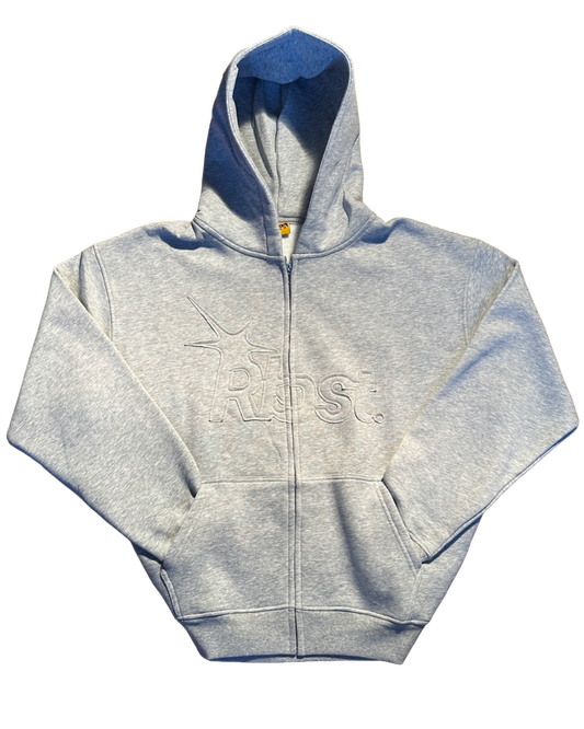 GRAY ZIP UP HOODIE Rebornsector