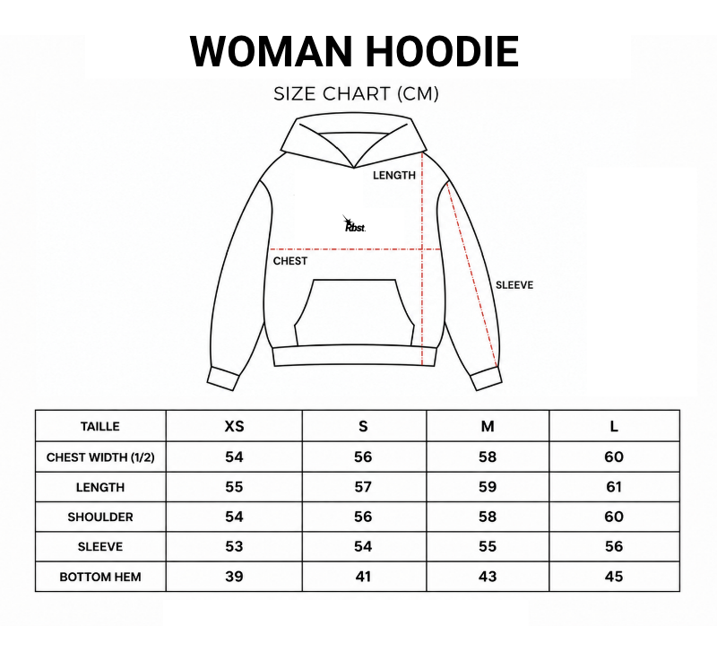 Size chart — CORE HOODIE