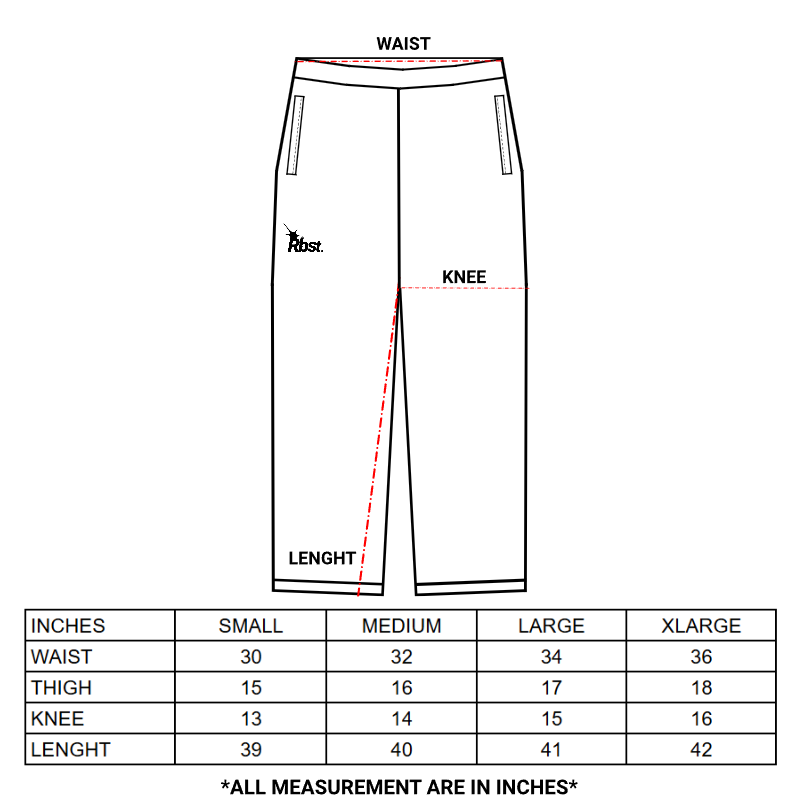 Size chart — CORE SWEATPANTS